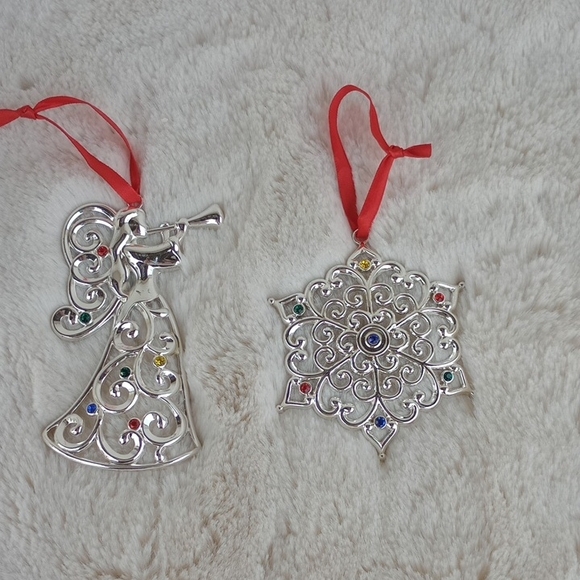 Lenox Other - Lenox Silver Ornaments with Red Accents